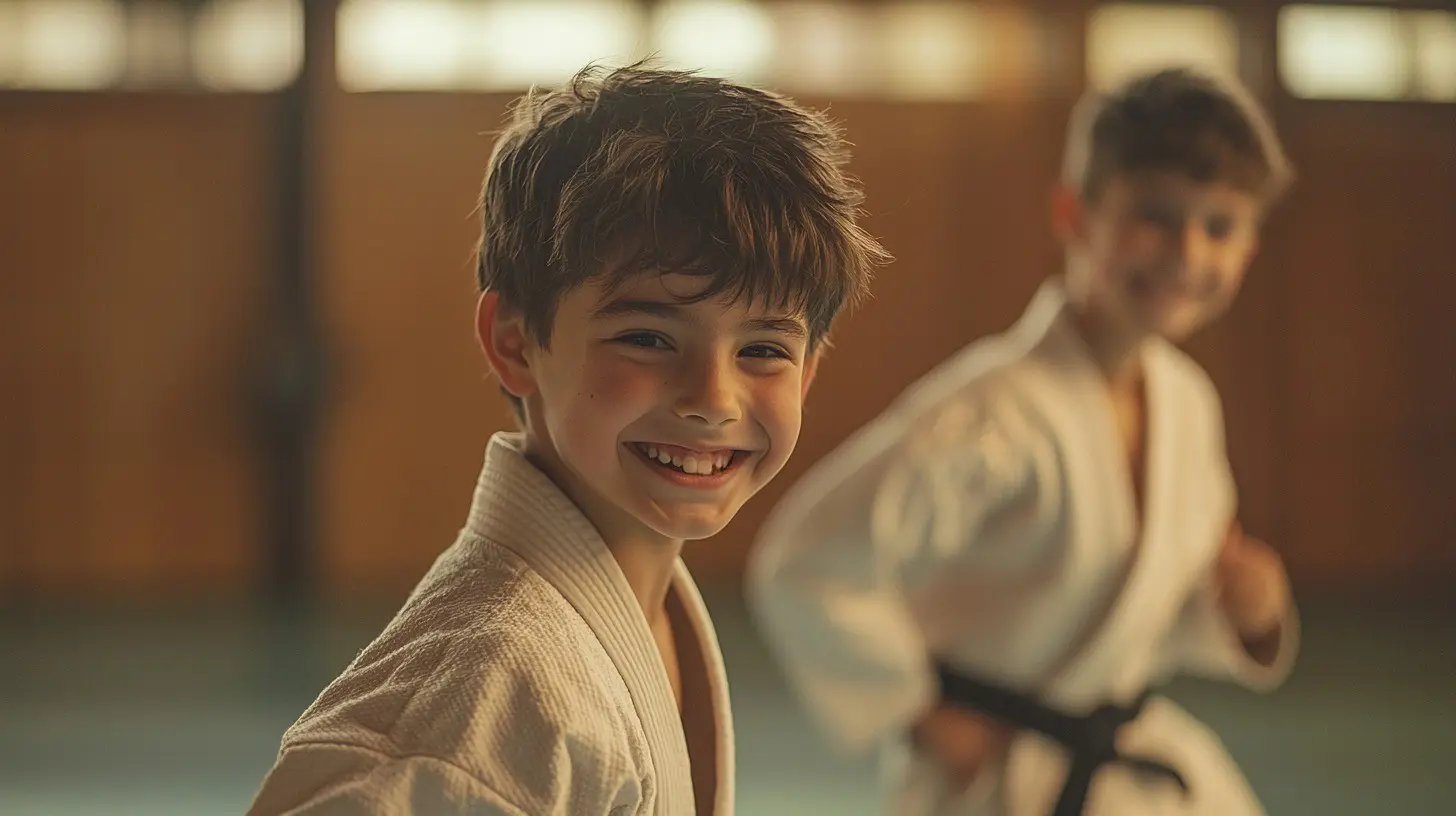 Taekwondo offers children a structured environment where experienced instructors teach Korean martial arts and techniques that develop gross motor skills, physical skills, and a strong sense of balance using tools like wooden boards, shin guards, and other protective gear.